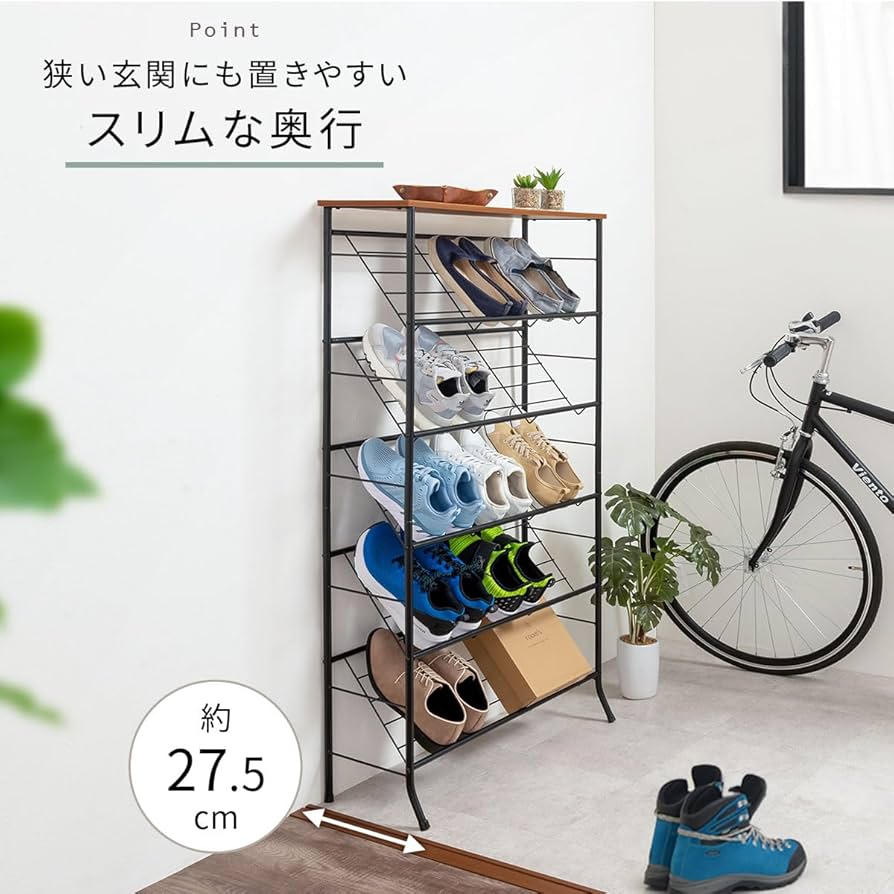 5段シューズラック 靴棚 下駄箱 サイドテーブル 16足用 Amazon｜YMYNY シューズラック 5段 メッシュ棚 靴棚 下駄箱